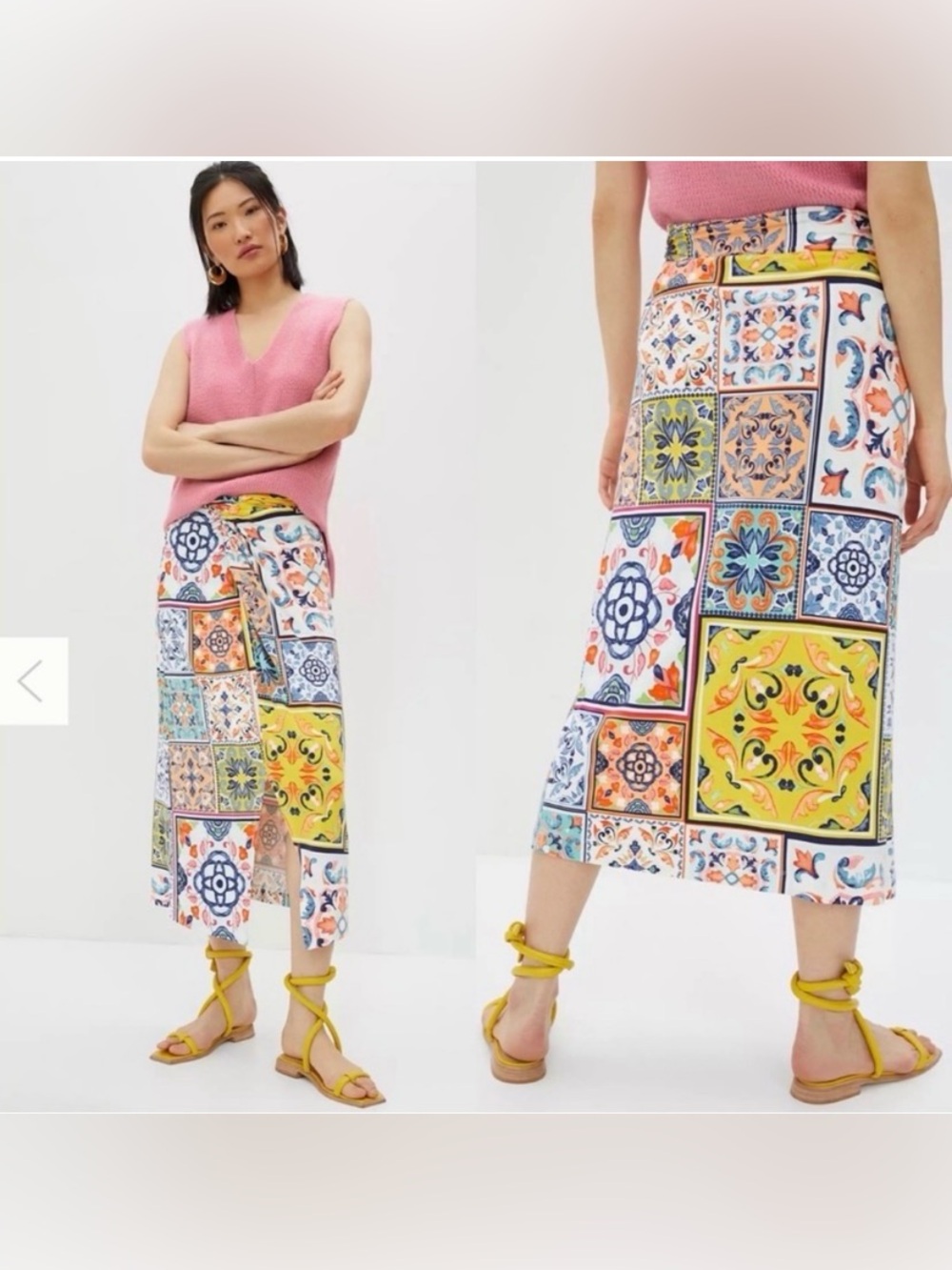 Anthropologie Tiled Twist Front Midi Skirt MP